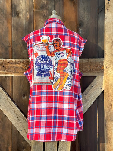 Pabst COOL BLUE Sleeveless Flannel R/W/B